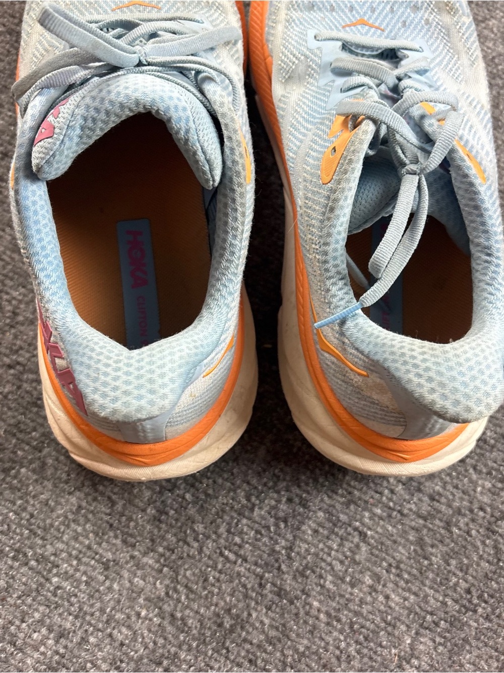 HOKA Women’s Clifton 9 Running Shoes Blue/Orange size: 11 - Picture 3 of 10